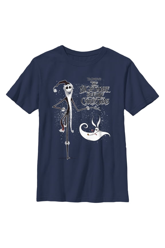 Boy's The Nightmare Before Christmas Jack Skellington Sandy Claws Logo Graphic Tee Navy Blue X Large