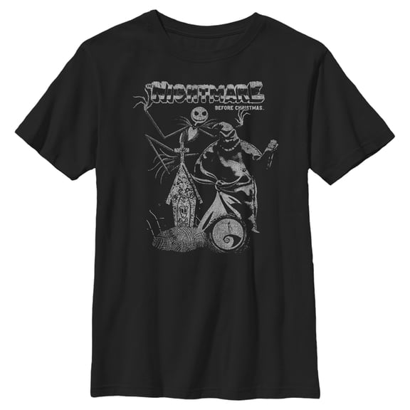 Boy's The Nightmare Before Christmas Jack and Oogie Boogie Distressed Graphic Tee Black Large