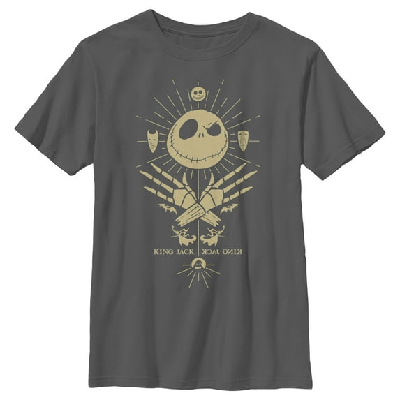 Boy's The Nightmare Before Christmas King Jack Skellington Graphic Tee Charcoal Small