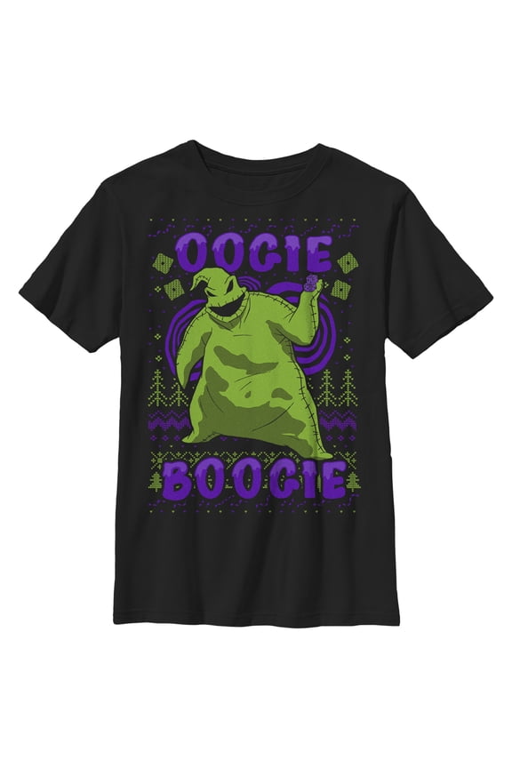 Boy's The Nightmare Before Christmas Oogie Boogie Ugly Sweater Graphic Tee Black Large