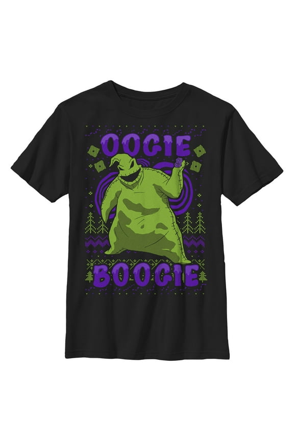Boy's The Nightmare Before Christmas Oogie Boogie Ugly Sweater Graphic Tee Black X Large