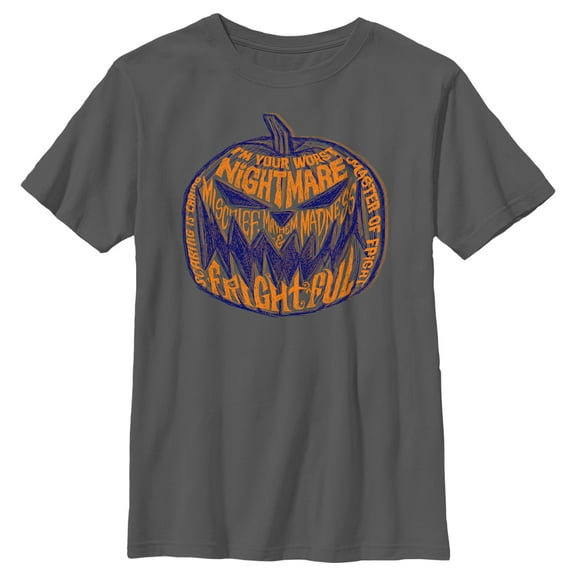 Boy's The Nightmare Before Christmas Pumpkin King Script Graphic Tee Charcoal Medium