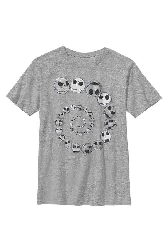 Boy's The Nightmare Before Christmas Spiral Facial Expressions and Moods Of Jack  Graphic Tee Athletic Heather X Large