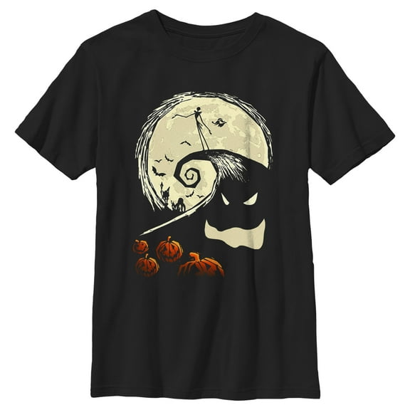 Boy's The Nightmare Before Christmas Spiral Hill Scene  Graphic Tee Black Medium