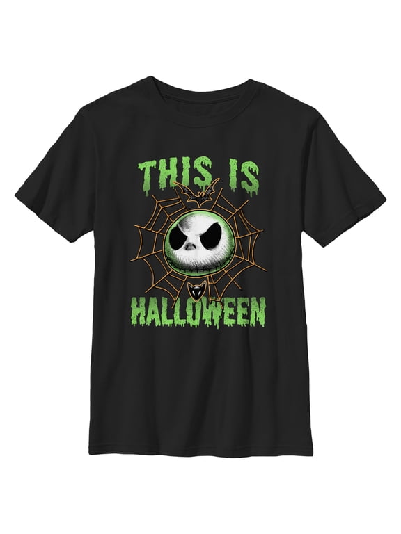 Boy's The Nightmare Before Christmas This Is Halloween Jack Face Graphic Tee Black Small