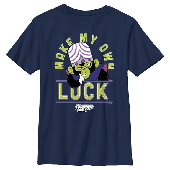 Boy's The Powerpuff Girls Make My Own Luck  Graphic Tee Navy Blue X Large
