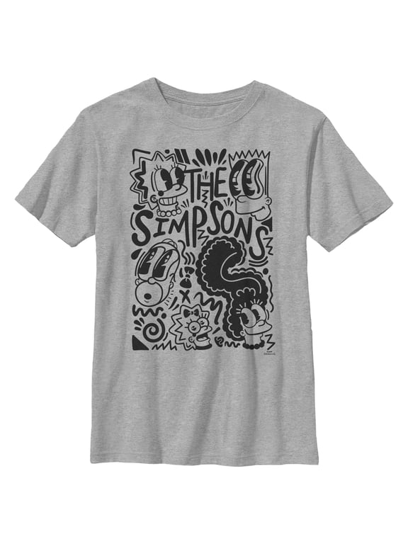 Boy's The Simpsons Classic Pop Art Family Graphic Tee Athletic Heather Large