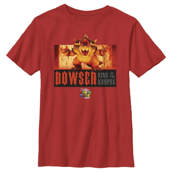 Boy's The Super Mario Bros. Movie Bowser King of the Koopas Fire Scene  Graphic Tee Red Small