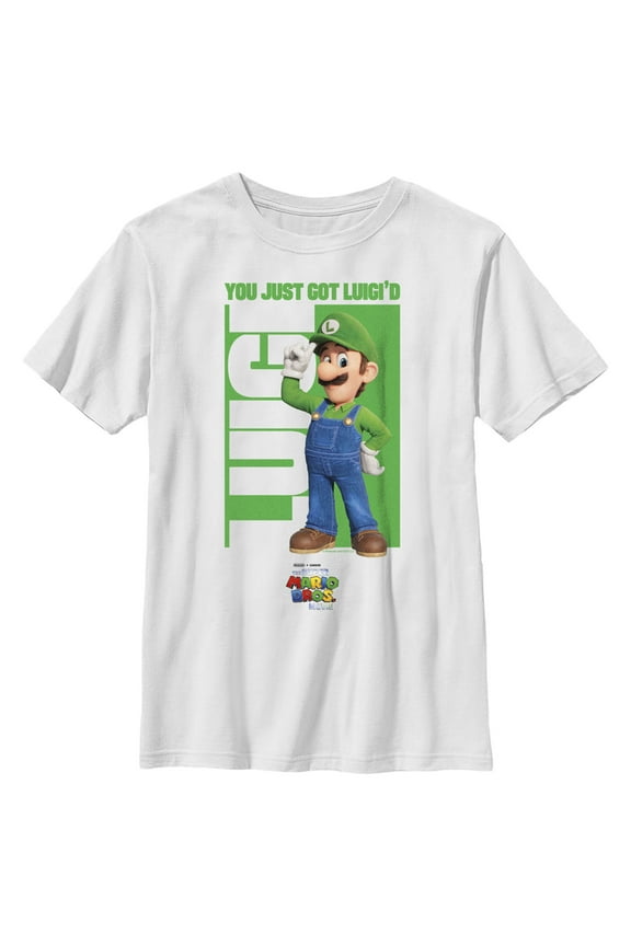 Boy's The Super Mario Bros. Movie Luigi You Just Got Luigi'd Graphic Tee White Small