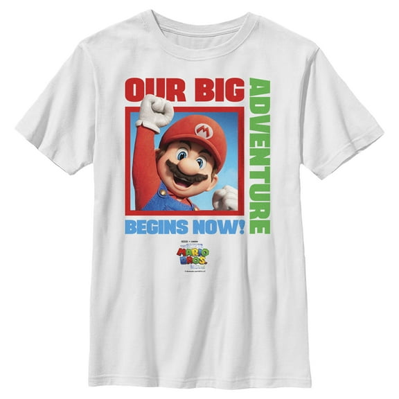 Boy's The Super Mario Bros. Movie Mario Our Big Adventure Begins Now Graphic Tee White Medium