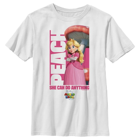 Boy's The Super Mario Bros. Movie Peach She Can Do Anything Graphic Tee White X Large