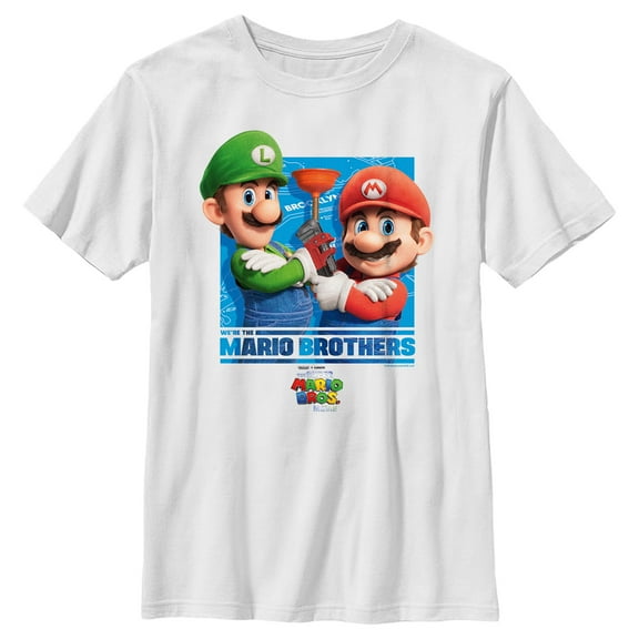 Boy's The Super Mario Bros. Movie We're the Mario Brothers  Graphic Tee White Medium
