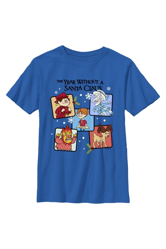 Boy's The Year Without a Santa Claus Character Panel Graphic Tee Royal Blue Medium