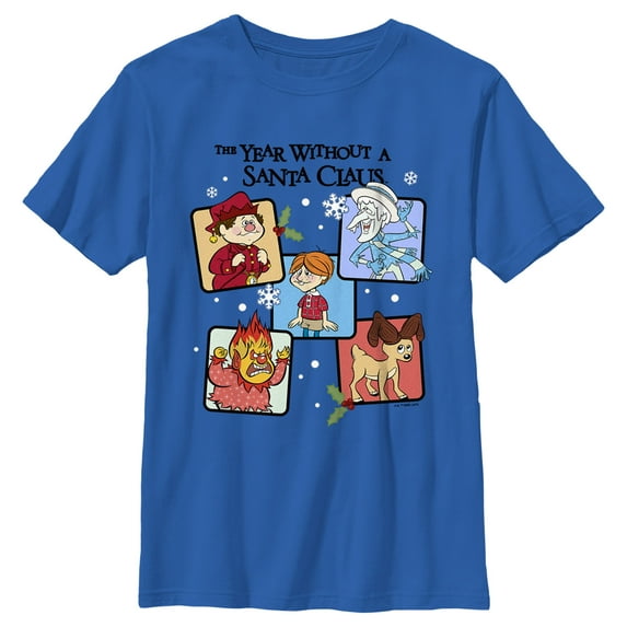 Boy's The Year Without a Santa Claus Character Panel Graphic Tee Royal Blue X Small