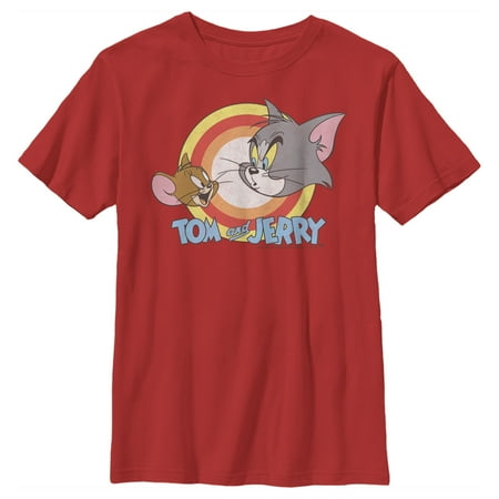 Boy's Tom and Jerry Classic Logo Graphic Tee Red X Large