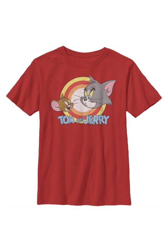 Boy's Tom and Jerry Classic Logo Graphic Tee Red X Small