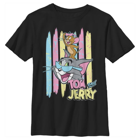Boy's Tom and Jerry Pastel Duo Graphic Tee Black Medium