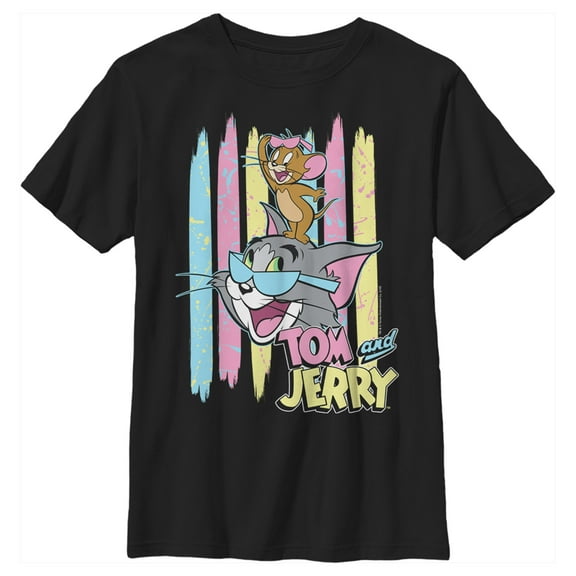 Boy's Tom and Jerry Pastel Duo  Graphic Tee Black Small