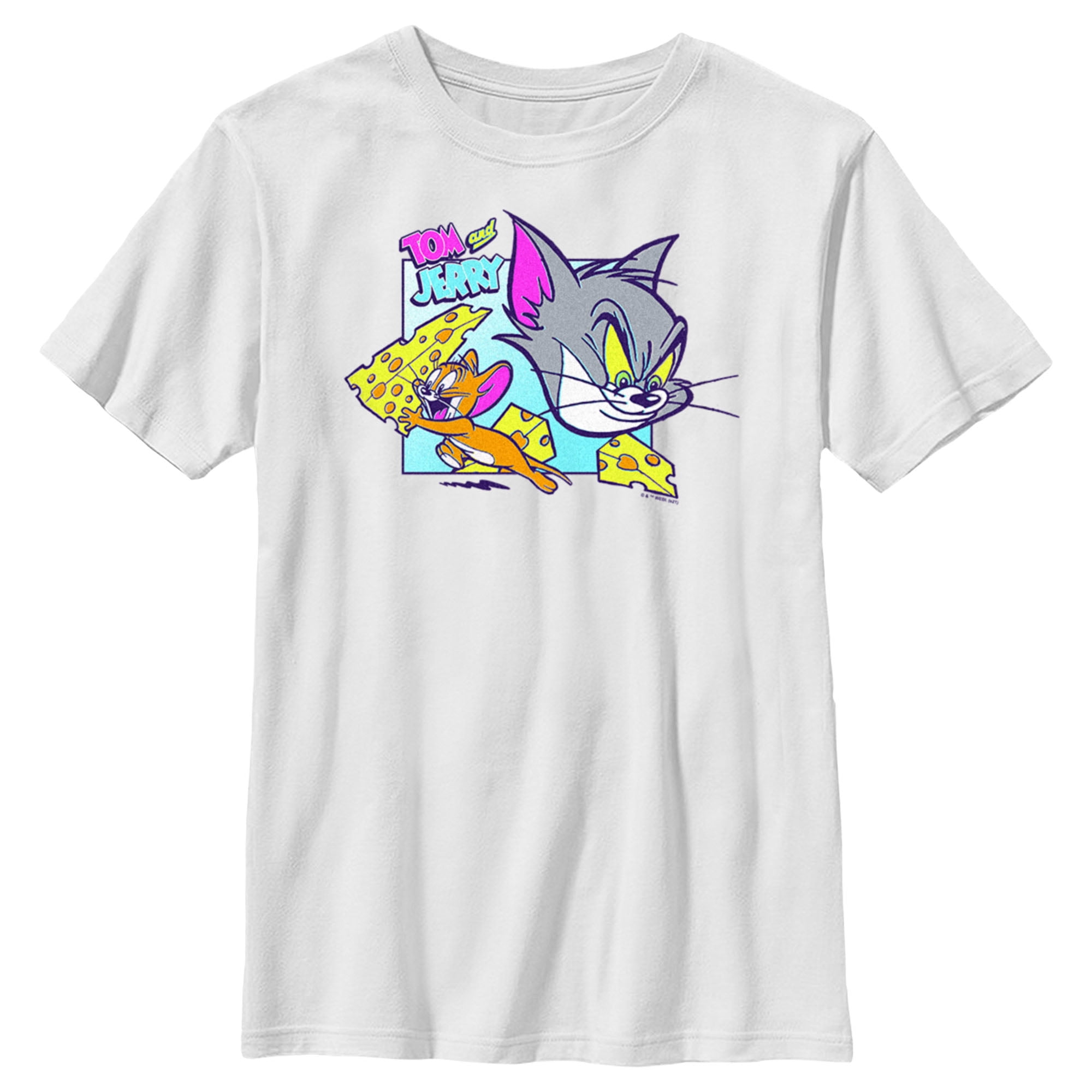 Boy's Tom and Jerry The Chase for Cheese Graphic Tee White Medium