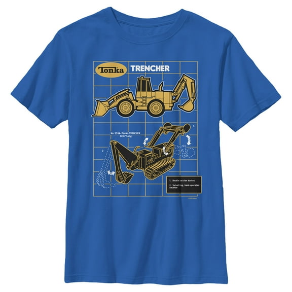 Boy's Tonka Trencher Blueprint Graphic Tee Royal Blue Small