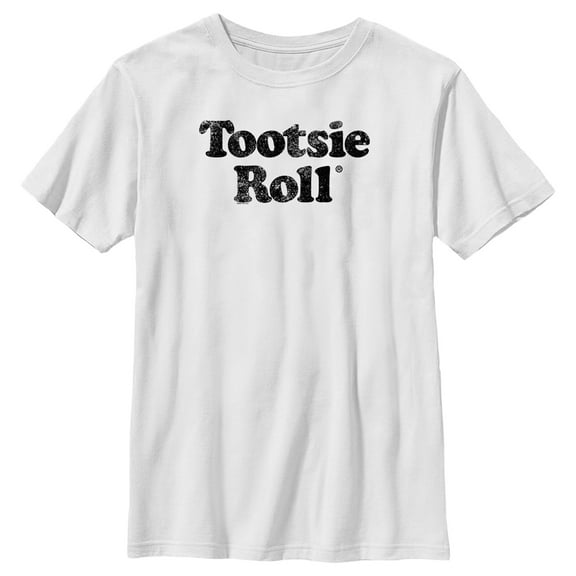Boy's Tootsie Roll Vintage Text Logo  Graphic Tee White Small