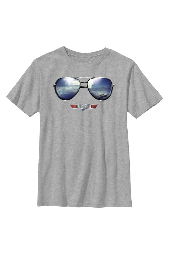 Boy's Top Gun Aviator Sunglasses Reflection Logo Graphic T-Shirt
