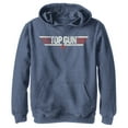 thumbnail image 1 of Boy's Top Gun Logo Distressed  Pull Over Hoodie Navy Blue Heather Medium, 1 of 4