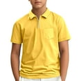 thumbnail image 1 of Boy's Tops Kids Boys Girls Short Sleeve Summer Casual Solid Zipper Gentleman Tops Teen Holiday Shirts T Shirt Comfort Colors Tshirt(Color:Yellow,Size:7-8 Years), 1 of 4