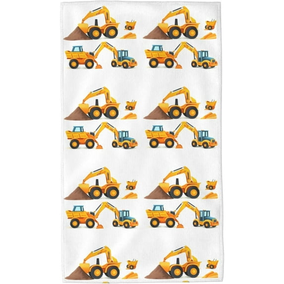 Boy's Toy Excavator Hand Towels, Face Towel Soft Guest Towel Portable Kitchen Tea Dish Towels Washcloths Bathroom Decor Housewarming Gifts 15.7" X 27.5"