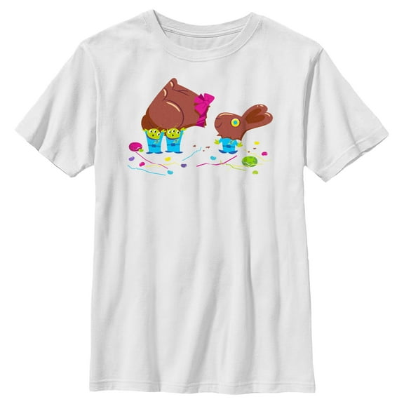Boy's Toy Story Aliens Chocolate Easter Bunny  Graphic Tee White Large