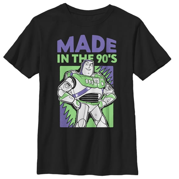 Boy's Toy Story Buzz Lightyear Made in 90s Graphic Tee Black Large