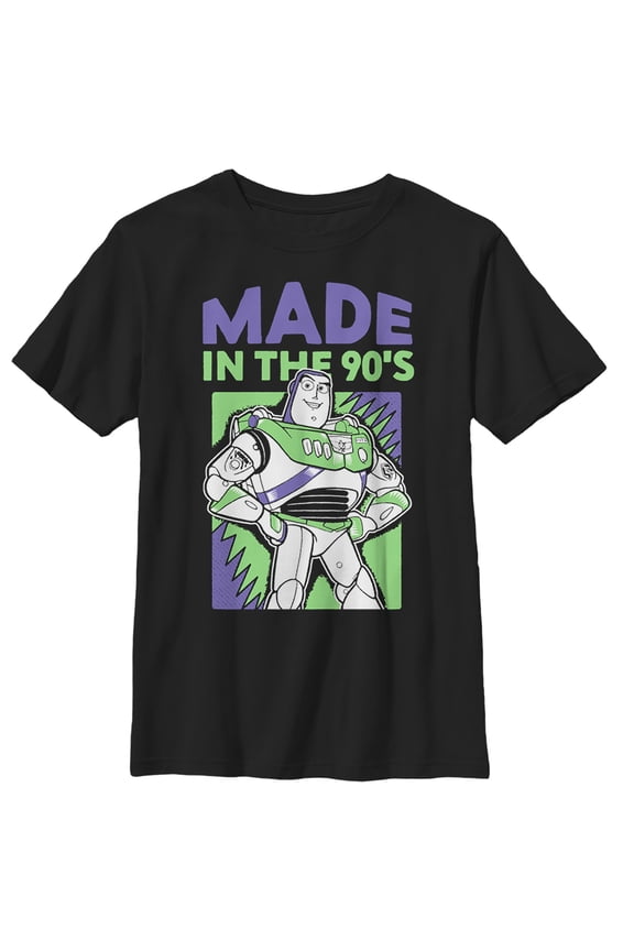 Boy's Toy Story Buzz Lightyear Made in 90s Graphic Tee Black Medium