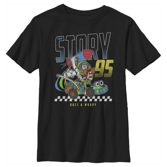 Boy's Toy Story Buzz & Woody Rocket Car Graphic Tee Black Large