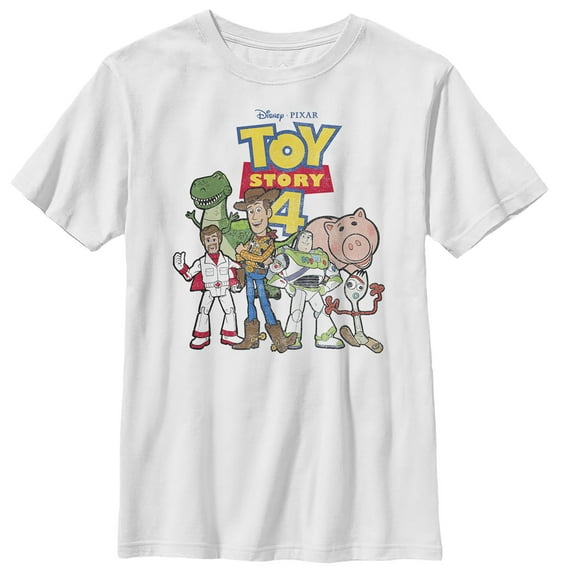 Boy's Toy Story Character Logo Party Graphic Tee White Small