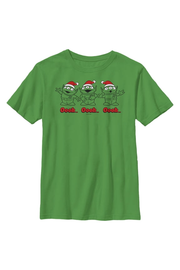Boy's Toy Story Christmas Santa Aliens Graphic Tee Kelly Green Large