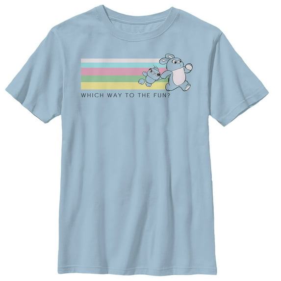 Boy's Toy Story Ducky & Bunny Fun Rainbow Race Graphic Tee Light Blue Large