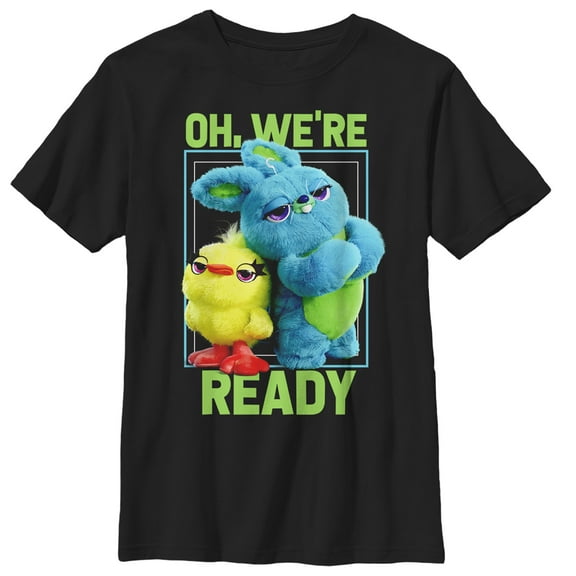 Boy's Toy Story Ducky & Bunny Ready Pose Graphic Tee Black Large