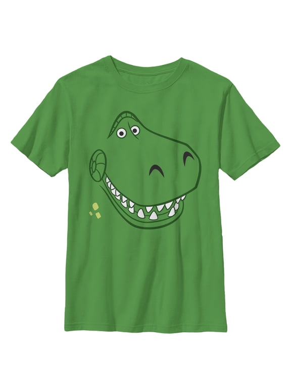 Boy's Toy Story Grinning Rex Face Graphic Tee Kelly Green Medium