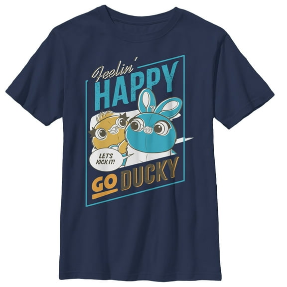 Boy's Toy Story Happy Go Ducky & Bunny  Graphic Tee Navy Blue X Large