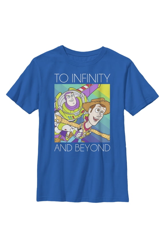 Boy's Toy Story Infinity and Beyond Rainbow Graphic Tee Royal Blue Medium