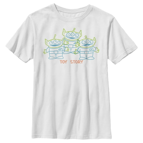 Boy's Toy Story Line Art Squeeze Aliens Graphic Tee White Small