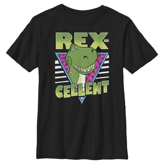 Boy's Toy Story Rex-cellent '90s Vibe Graphic Tee Black Large