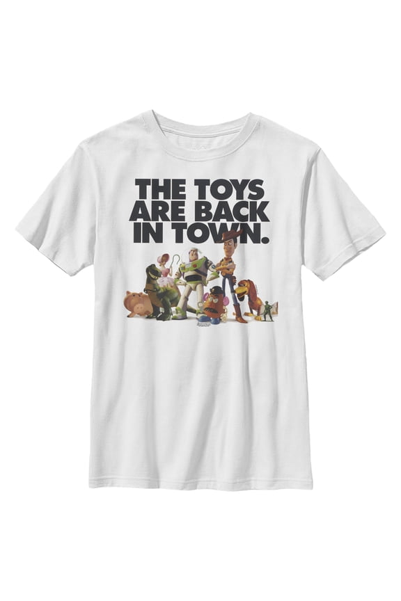 Boy's Toy Story Toys Are Back in Town Graphic Tee White Large