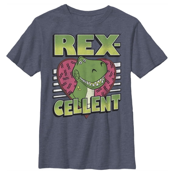 Boy's Toy Story Valentine Rex-Cellent Graphic Tee Navy Blue Heather Small