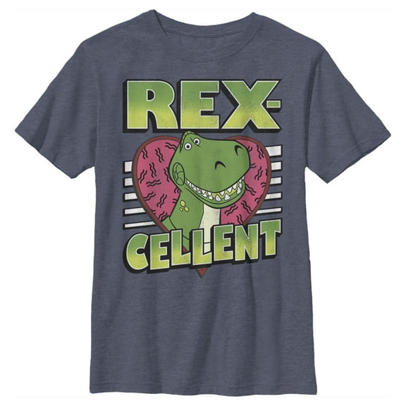 Boy's Toy Story Valentine Rex-Cellent Graphic Tee Navy Blue Heather X Large