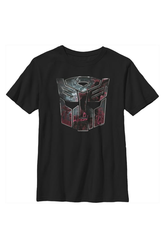 Boy's Transformers Autobot Rusted Logo  Graphic Tee Black Small