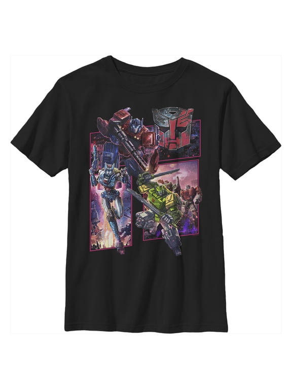 Boy's Transformers Autobots Character Panels Graphic Tee Black Small