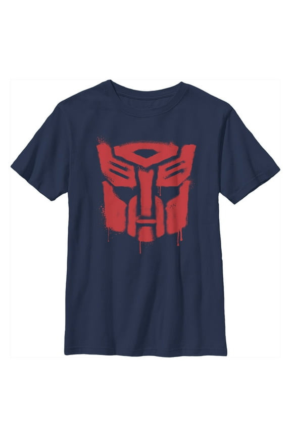 Boy's Transformers Autobots Graffiti Logo  Graphic Tee Navy Blue Medium