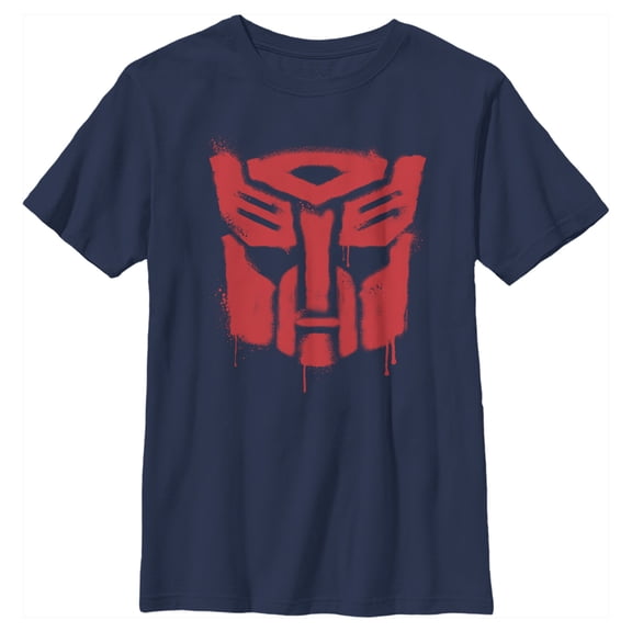 Boy's Transformers Autobots Graffiti Logo Graphic Tee Navy Blue Small