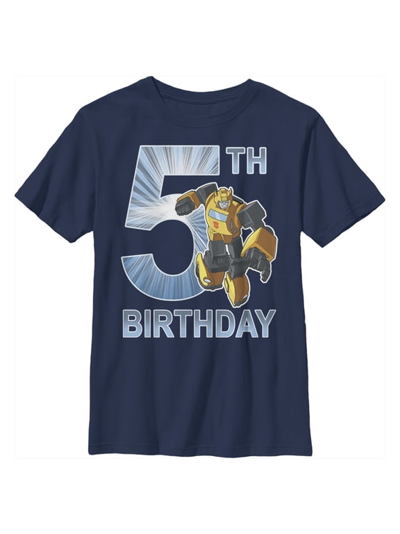 Boy's Transformers Bumblebee 5th Birthday Graphic Tee Navy Blue X Small